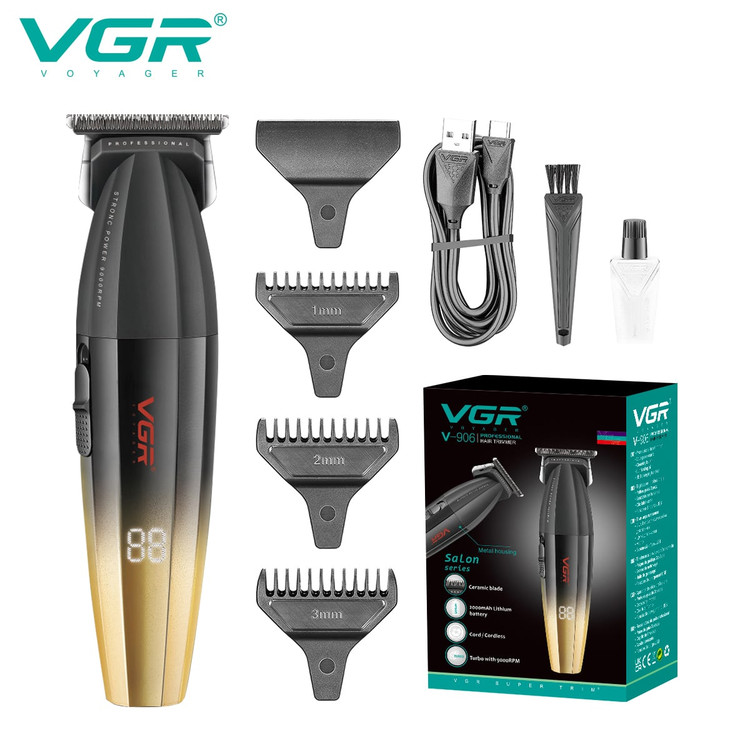 ماشین اصلاح وی جی آر مدل V‑906 با نمایشگر دیجیتال و تیغه DLC