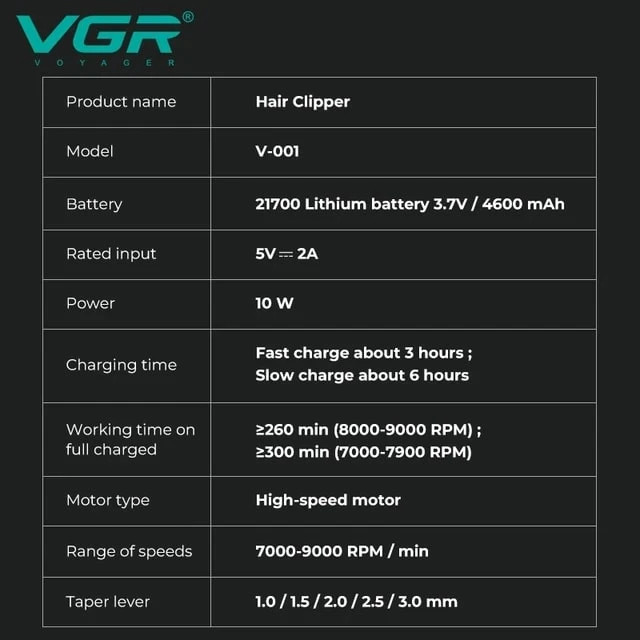 ماشین اصلاح موی سر و صورت وی جی آر مدل V-001