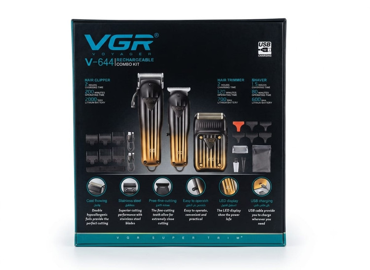 ماشین اصلاح موی سر و صورت وی جی ار مدل V-644